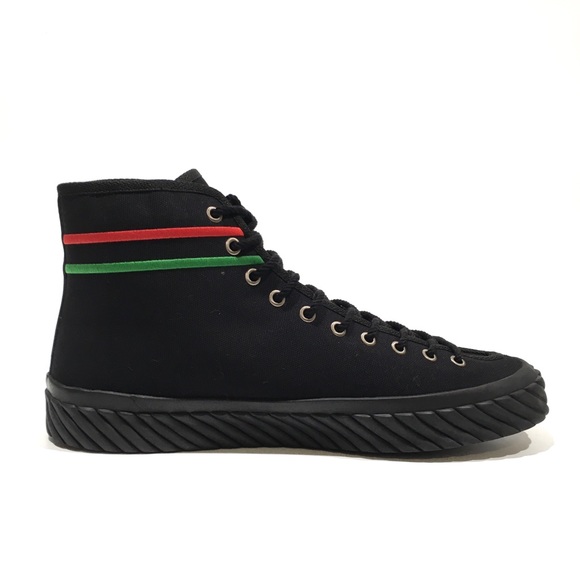 GUCCI INTERLOCKING G HIGH TOP SNEAKERS -BLACK CANVAS -MEN’S US 10 -NEW - Picture 5 of 11